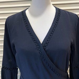 Ann Taylor Loft Navy Wrap Blouse